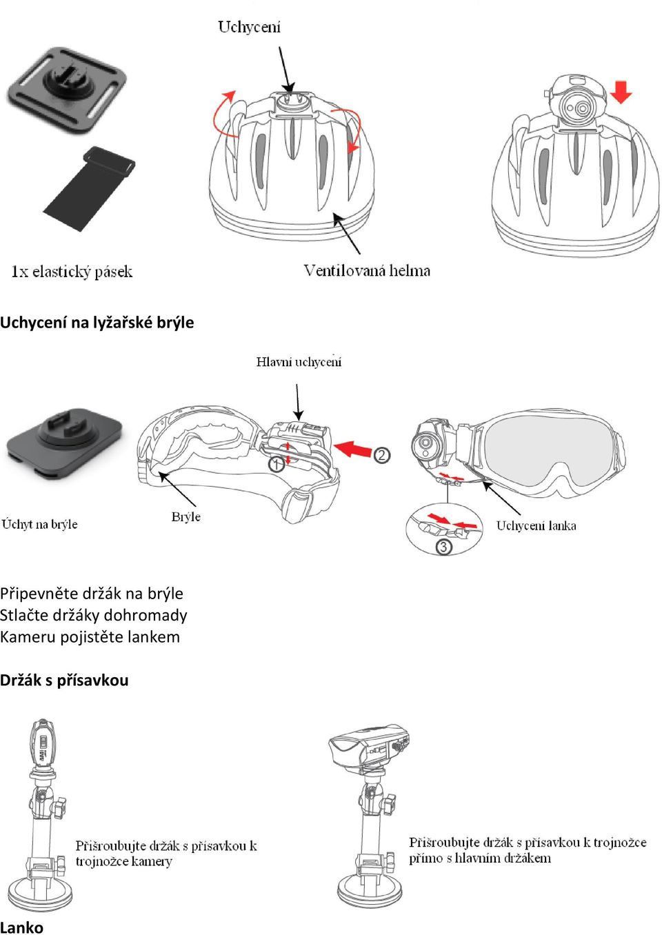 Stlačte držáky dohromady Kameru