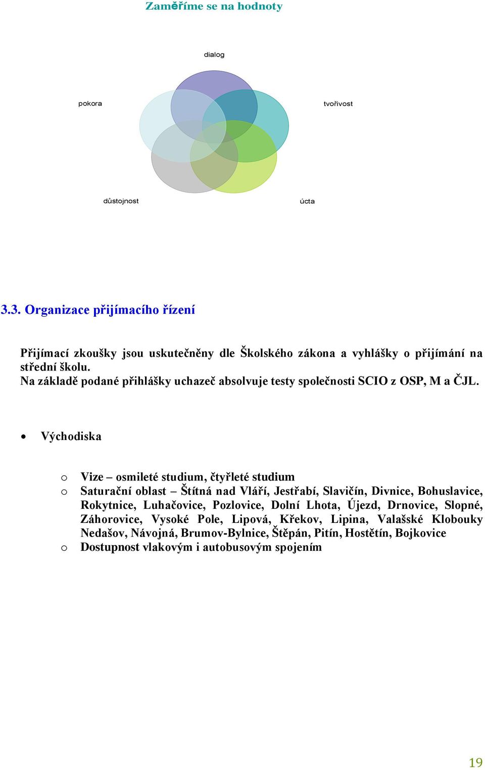 Na základě podané přihlášky uchazeč absolvuje testy společnosti SCIO z OSP, M a ČJL.