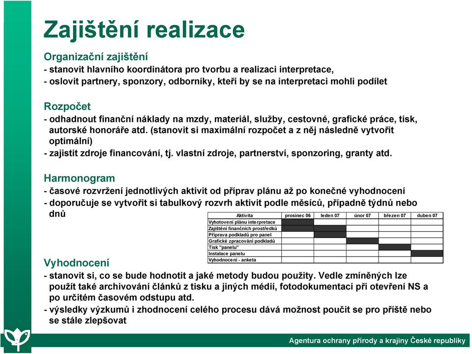 (stanovit si maximální rozpočet a z něj následně vytvořit optimální) - zajistit zdroje financování, tj. vlastní zdroje, partnerství, sponzoring, granty atd.