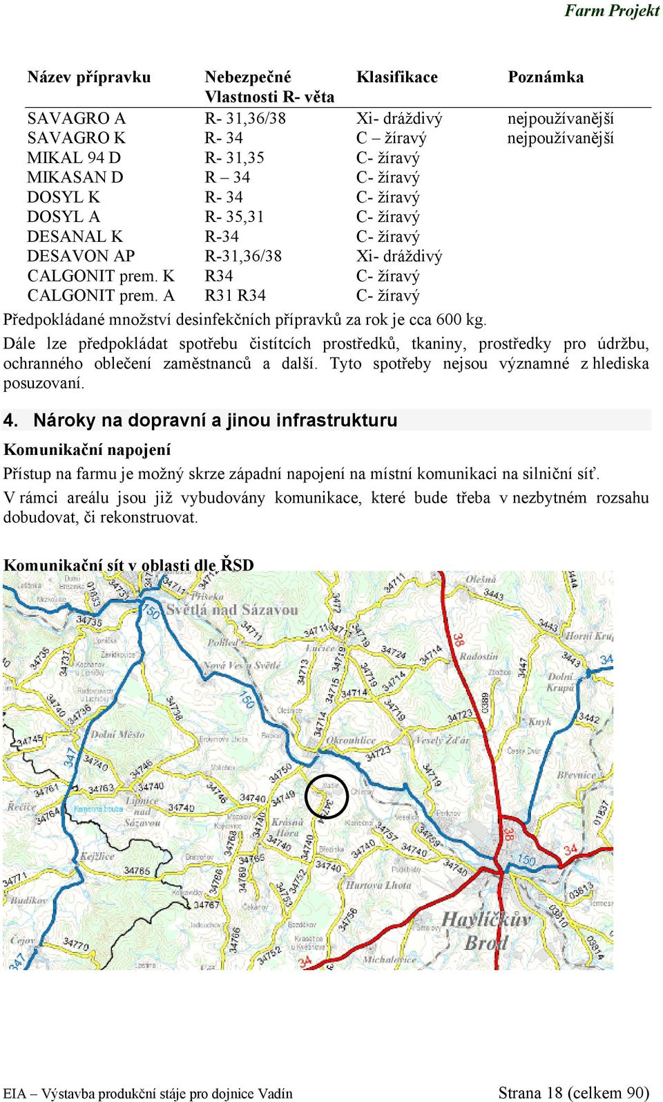 A R31 R34 C- žíravý Předpokládané množství desinfekčních přípravků za rok je cca 600 kg.