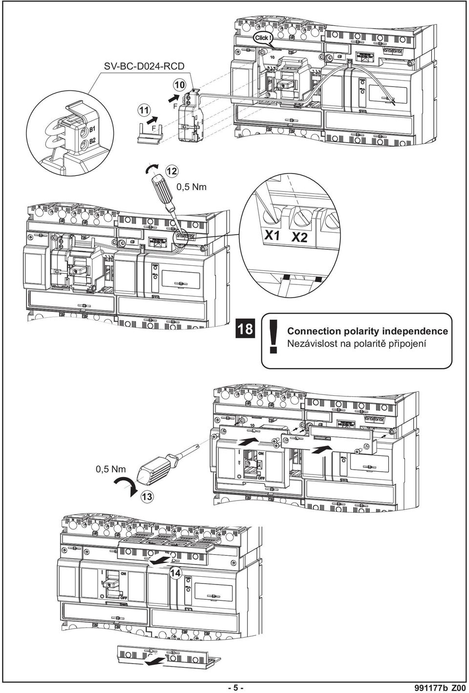 X 18 Connection polarity