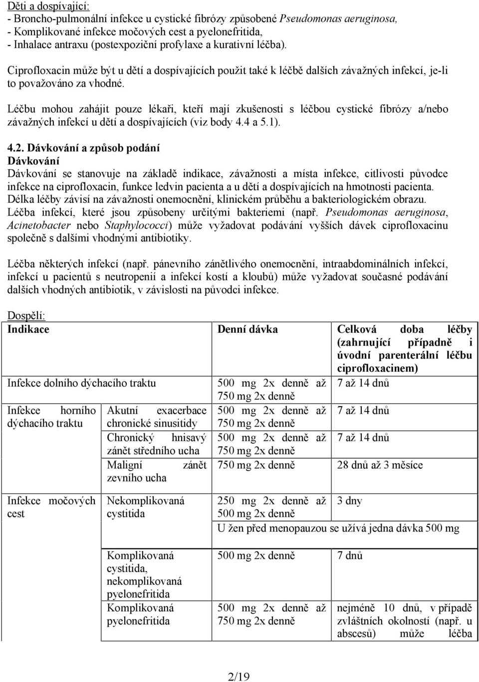 Léčbu mohou zahájit pouze lékaři, kteří mají zkušenosti s léčbou cystické fibrózy a/nebo závažných infekcí u dětí a dospívajících (viz body 4.4 a 5.1). 4.2.