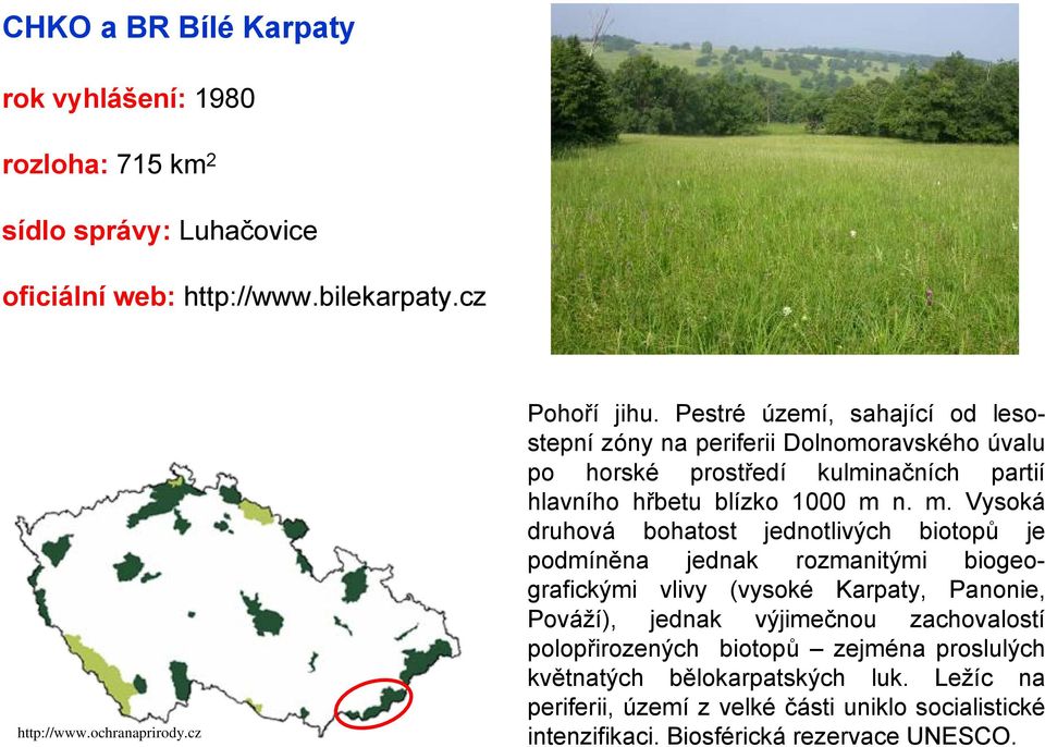 m. Vysoká druhová bohatost jednotlivých biotopů je podmíněna jednak rozmanitými biogeografickými vlivy (vysoké Karpaty, Panonie, Pováží), jednak výjimečnou