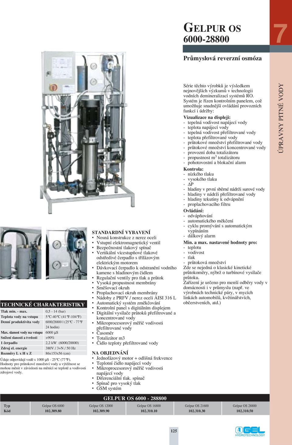 slanost vody na vstupu 6000 µs SníÏení slanosti a tvrdosti >90% 1 ãerpadlo 2,2 kw (6000/28800) Zdroj el.