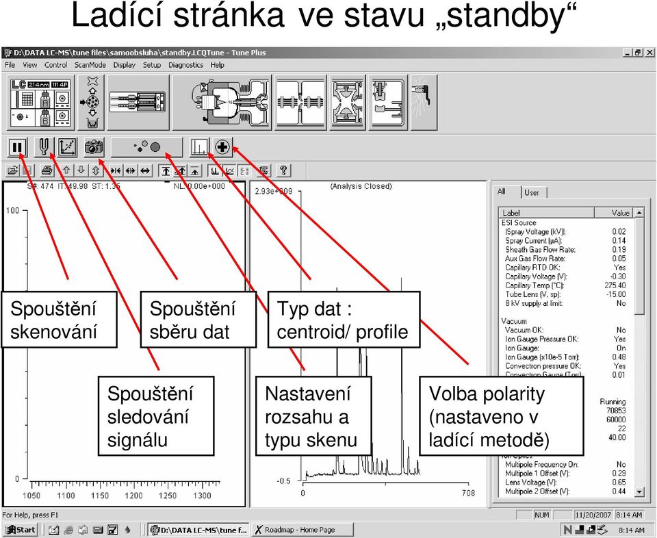 profile Spouštní sledování signálu Nastavení