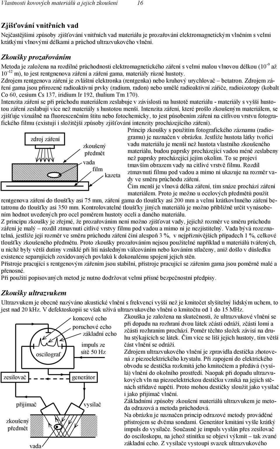 zroj záření zkoušený přemět vaa fim kazeta Zkoušky prozařováním Metoa je zaožena na rozíné průchonosti eektromagnetického záření s vemi maou vnovou ékou (1-9 až 1-12 m), to jest rentgnenova záření a