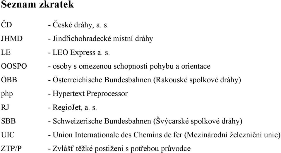 OOSPO - osoby s omezenou schopností pohybu a orientace ÖBB - Österreichische Bundesbahnen (Rakouské spolkové