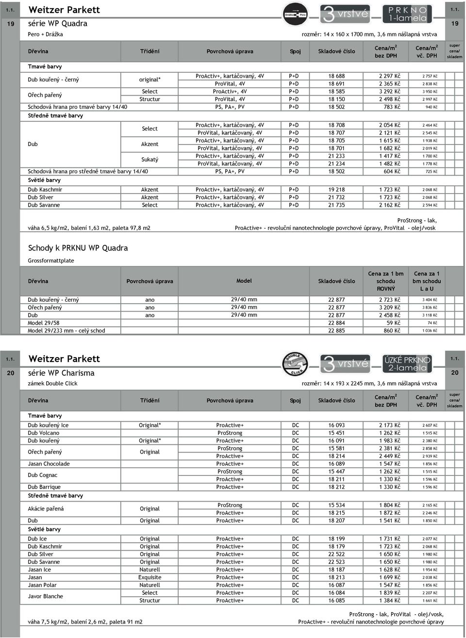 PV 18 502 783 Kč 940 Kč Středně tmavé barvy Dub ProActiv+, kartáčovaný, 4V 18 708 2 054 Kč 2 464 Kč ProVital, kartáčovaný, 4V 18 707 2 121 Kč 2 545 Kč ProActiv+, kartáčovaný, 4V 18 705 1 615 Kč 1 938