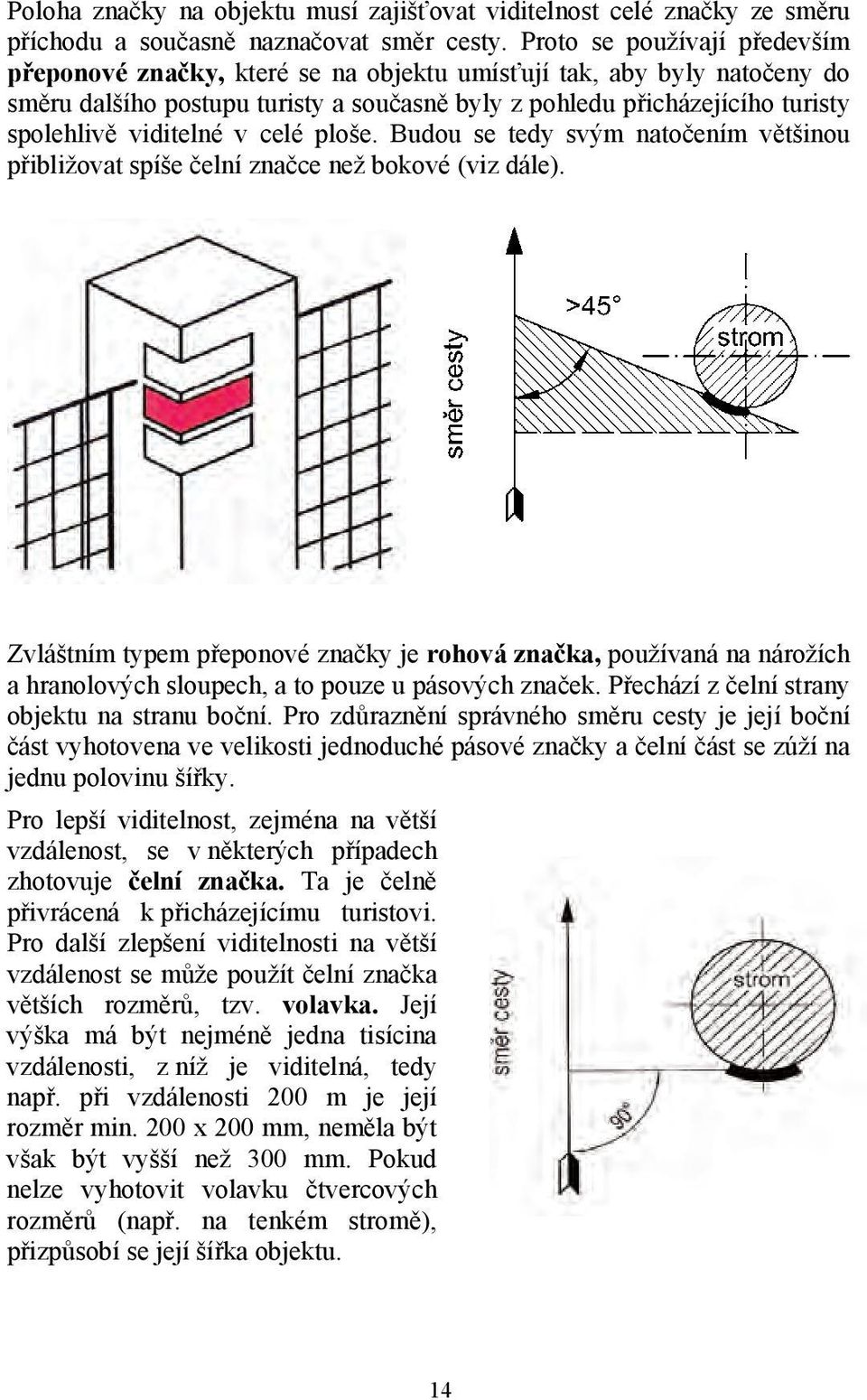 viditelné v celé ploše. Budou se tedy svým natočením většinou přibližovat spíše čelní značce než bokové (viz dále).