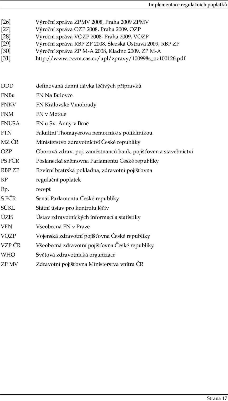 S PČR SÚKL ÚZIS VFN VOZP VZP ČR WHO ZP MV definovaná denní dávka léčivých přípravků FN Na Bulovce FN Královské Vinohrady FN v Motole FN u Sv.