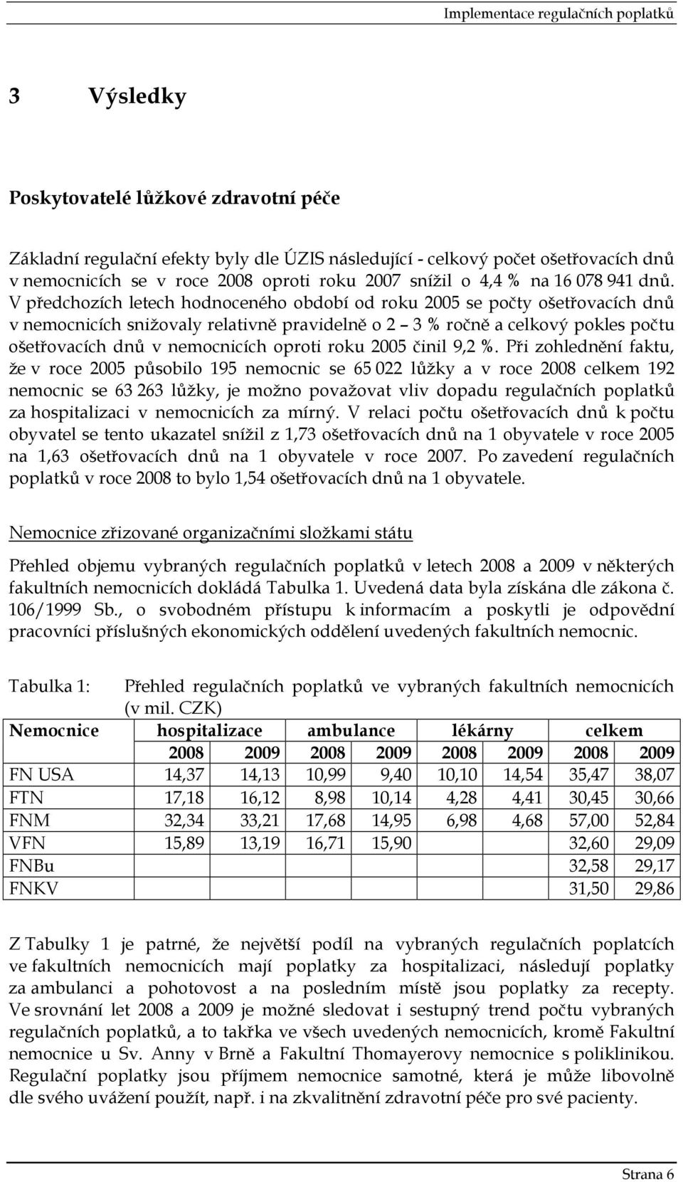 V předchozích letech hodnoceného období od roku 2005 se počty ošetřovacích dnů v nemocnicích snižovaly relativně pravidelně o 2 3 % ročně a celkový pokles počtu ošetřovacích dnů v nemocnicích oproti