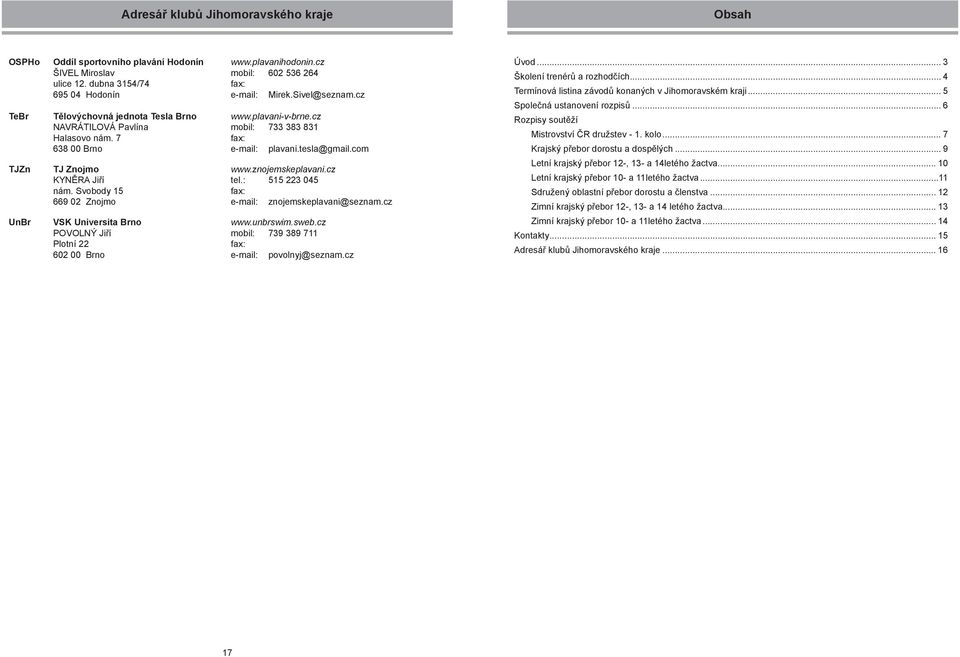 znojemskeplavani.cz KYNĚRA Jiří tel.: 515 223 045 nám. Svobody 15 669 02 Znojmo e-mail: znojemskeplavani@seznam.cz UnBr VSK Universita Brno www.unbrswim.sweb.