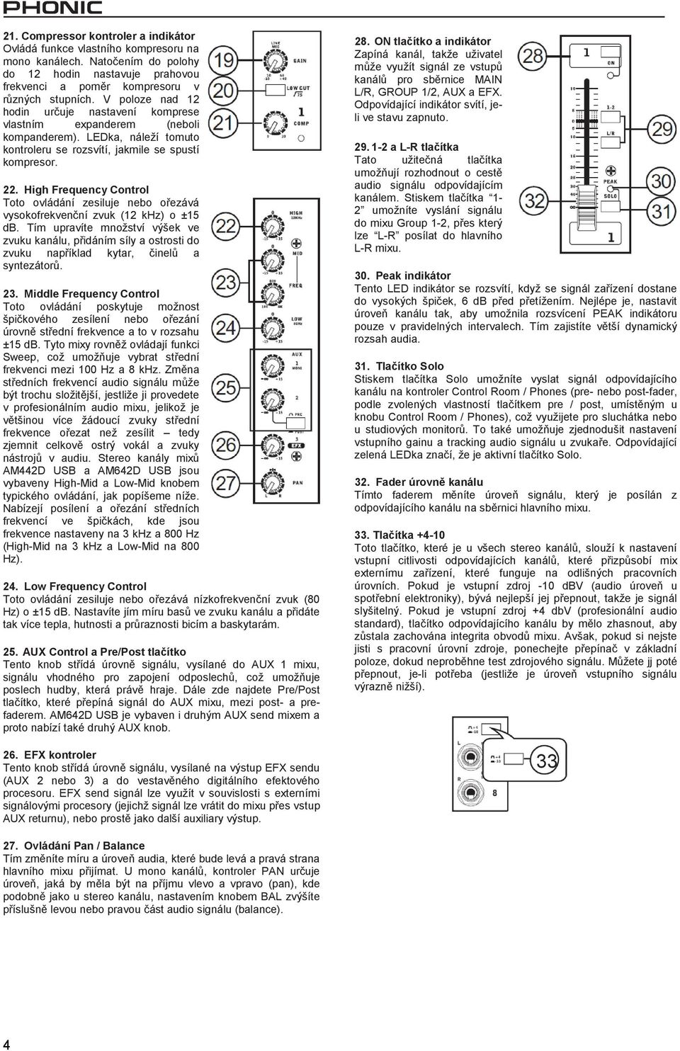 High Frequency Control Toto ovládání zesiluje nebo ořezává vysokofrekvenční zvuk (12 khz) o ±15 db.