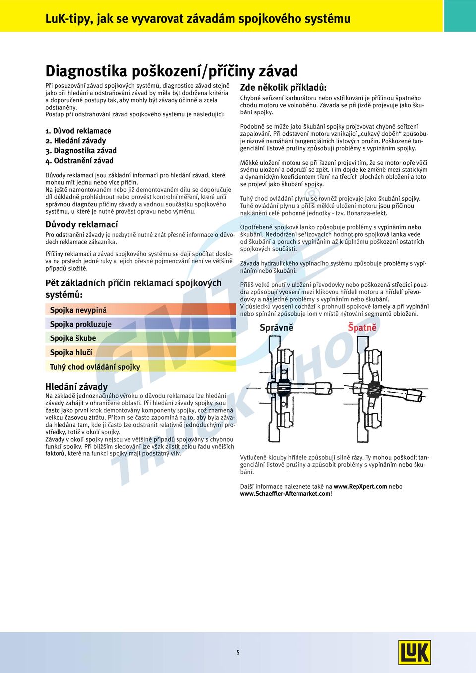 Hledání závady 3. Diagnostika závad 4. Odstranění závad Důvody reklamací jsou základní informací pro hledání závad, které mohou mít jednu nebo více příčin.