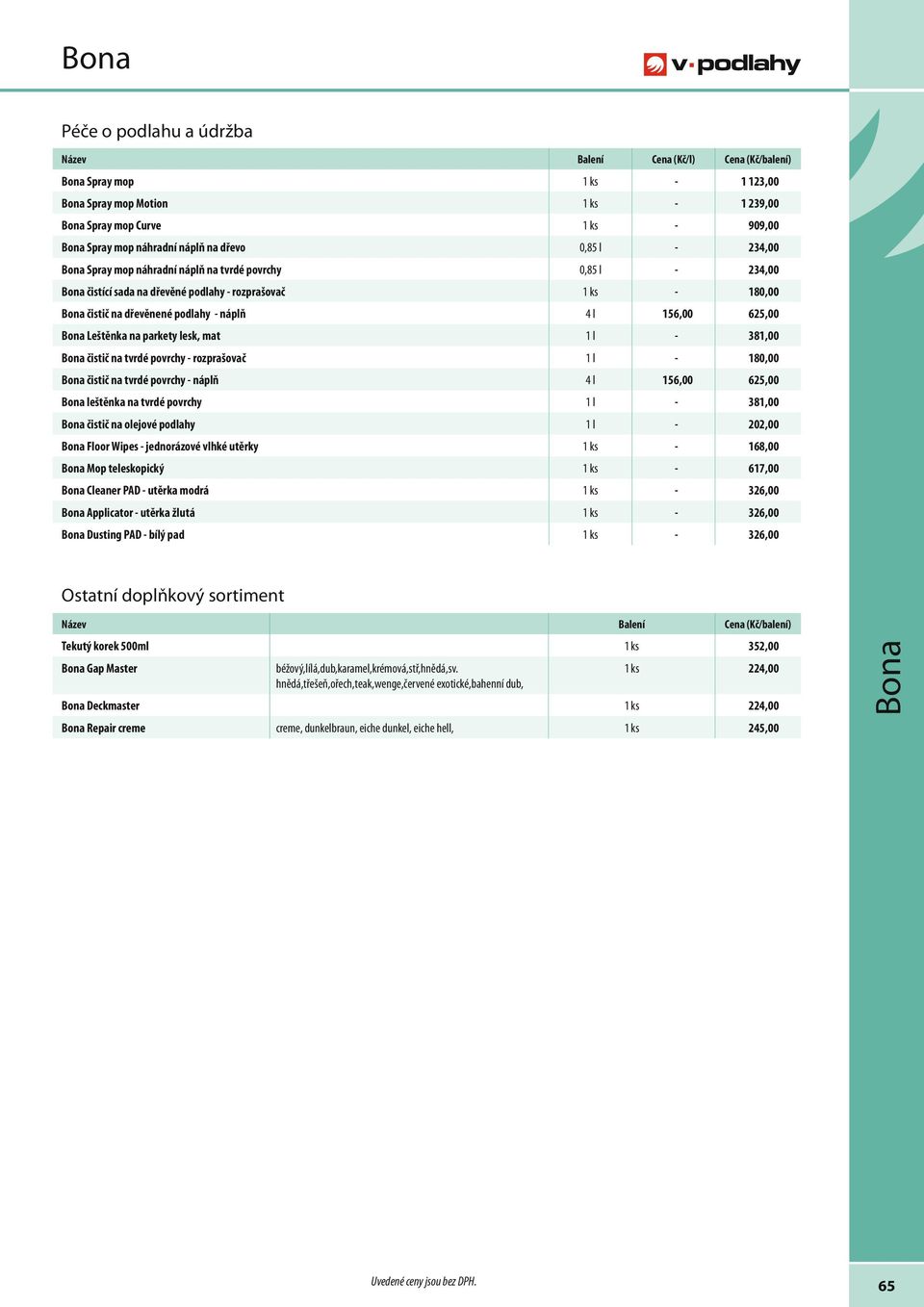 lesk, mat 1 l - 381,00 čistič na tvrdé povrchy - rozprašovač 1 l - 180,00 čistič na tvrdé povrchy - náplň 4 l 156,00 625,00 leštěnka na tvrdé povrchy 1 l - 381,00 čistič na olejové podlahy 1 l -