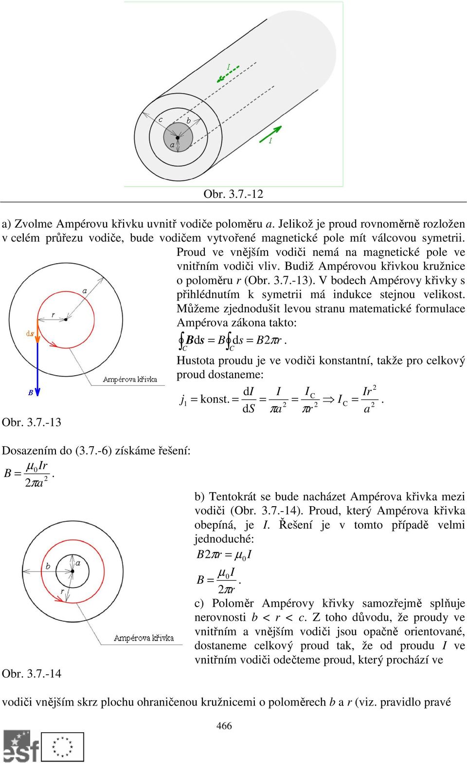 V bodech Ampéovy křivky s přihlédnutím k symetii má indukce stejnou velikost. Můžeme zjednodušit levou stanu matematické fomulace Ampéova zákona takto: B d s = B ds = Bπ C.