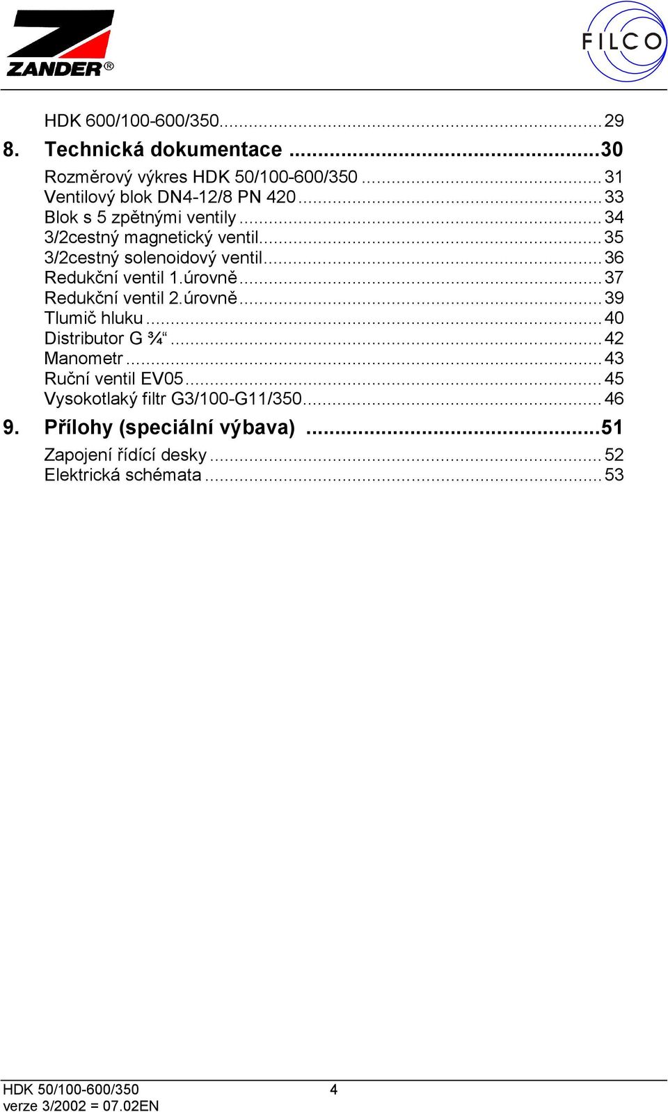 úrovně...37 Redukční ventil 2.úrovně...39 Tlumič hluku...40 Distributor G ¾...42 Manometr...43 Ruční ventil EV05.