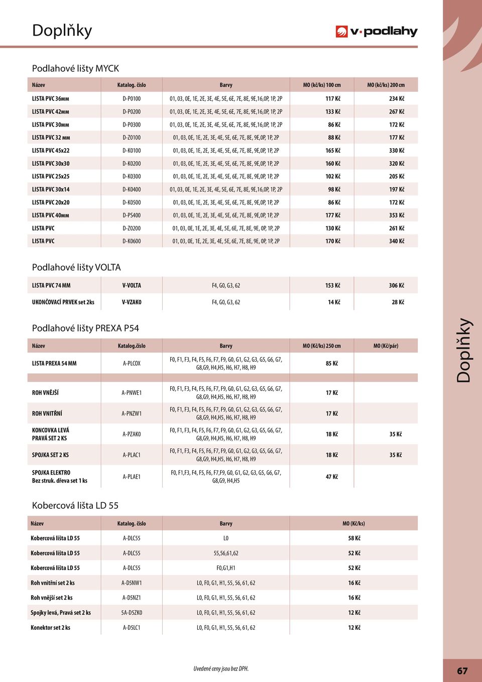 5E, 6E, 7E, 8E, 9E,16,0P, 1P, 2P 133 Kč 267 Kč LISTA PVC 30мм D-P0300 01, 03, 0E, 1E, 2E, 3E, 4E, 5E, 6E, 7E, 8E, 9E,16,0P, 1P, 2P 86 Kč 172 Kč LISTA PVC 32 мм D-Z0100 01, 03, 0E, 1E, 2E, 3E, 4E, 5E,