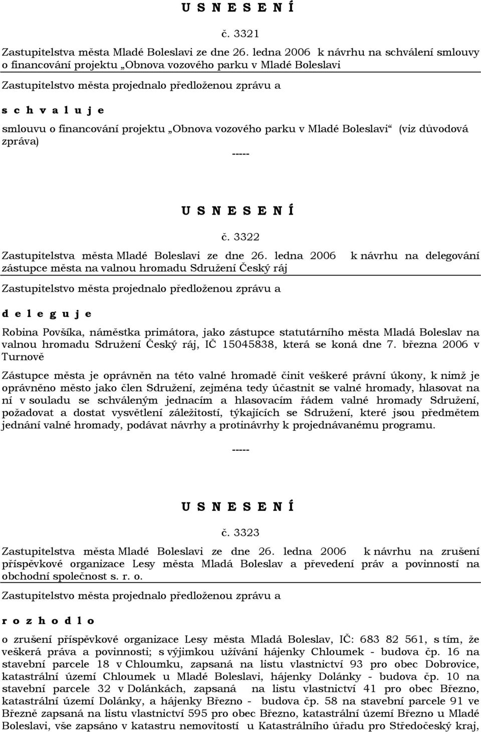 3322 Zastupitelstva města Mladé Boleslavi ze dne 26.