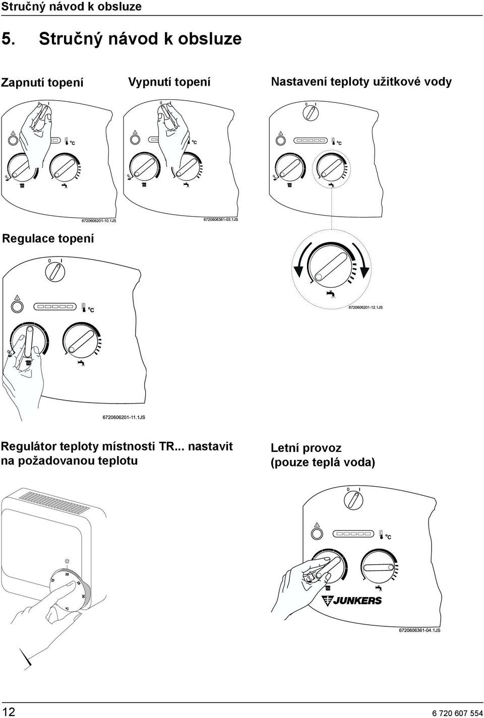 Nastavení teploty užitkové vody Regulace topení Regulátor