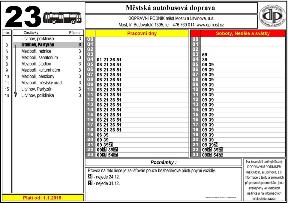 Budovatelů 9; tel.: 476 769, www.dpmost.