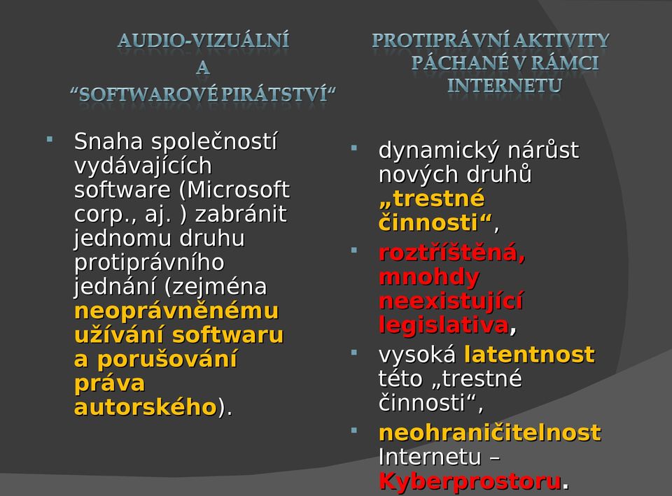 porušování práva autorského).