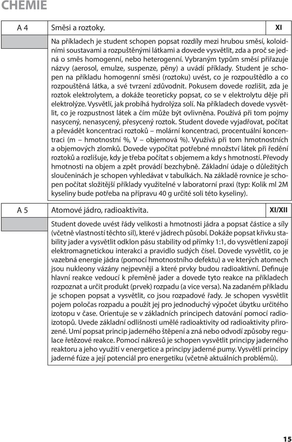 Vybraným typům směsí přiřazuje názvy (aerosol, emulze, suspenze, pěny) a uvádí příklady.