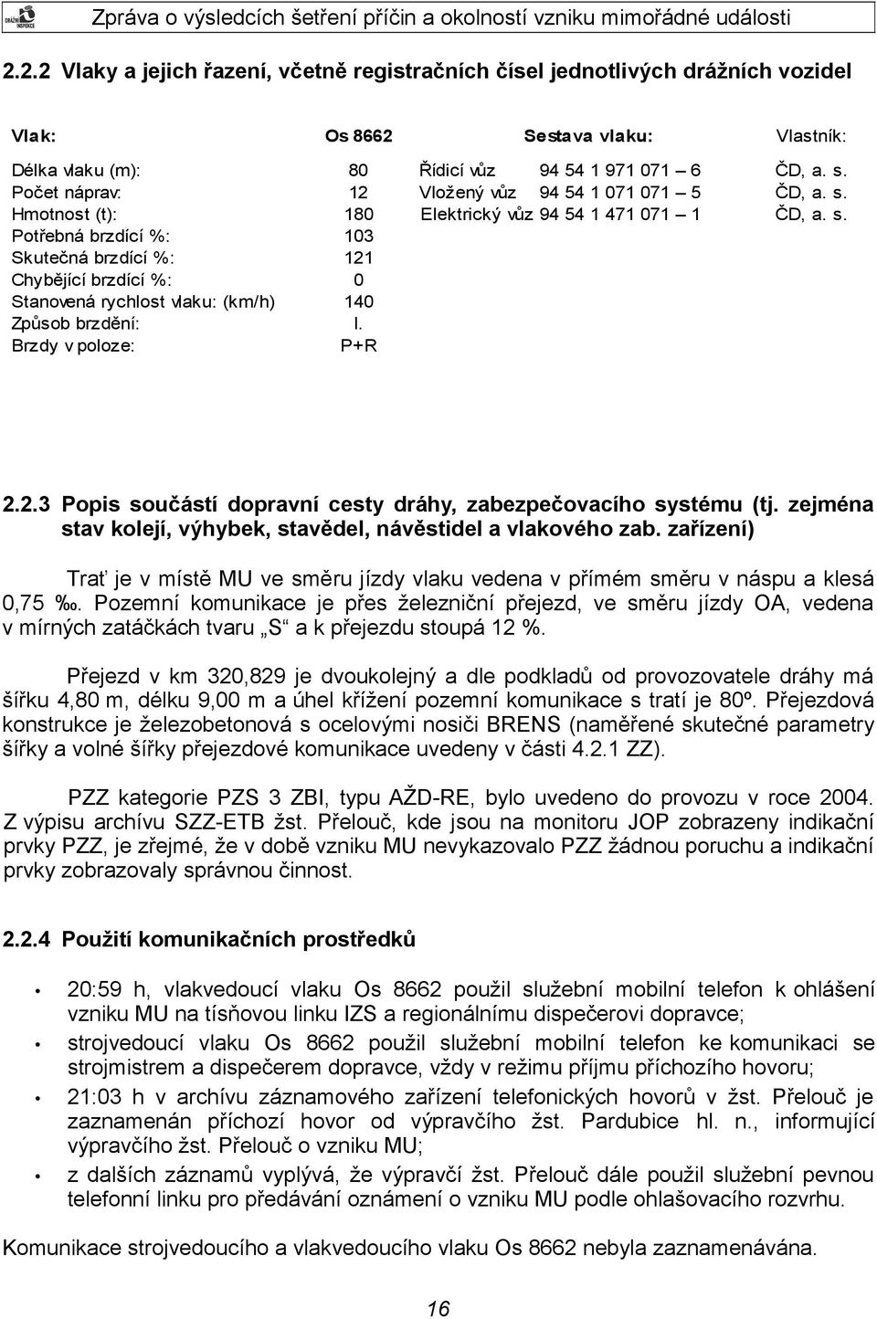 P+R Sestava vlaku: Řídicí vůz 94 54 1 971 071 6 Vložený vůz 94 54 1 071 071 5 Elektrický vůz 94 54 1 471 071 1 Vlastník: ČD, a. s. ČD, a. s. ČD, a. s. 2.