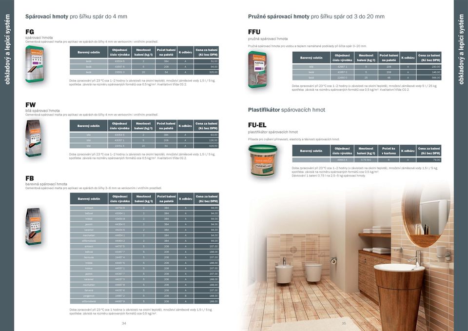 spotřeba: závislá na rozměru spárovaných formátů cca 0,5 kg/m². Kvalitativní třída CG 2.