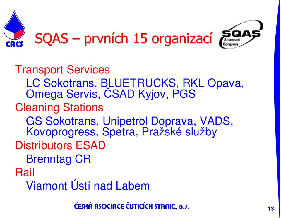 Stations GS Sokotrans, Unipetrol Doprava, VADS, Kovoprogress,