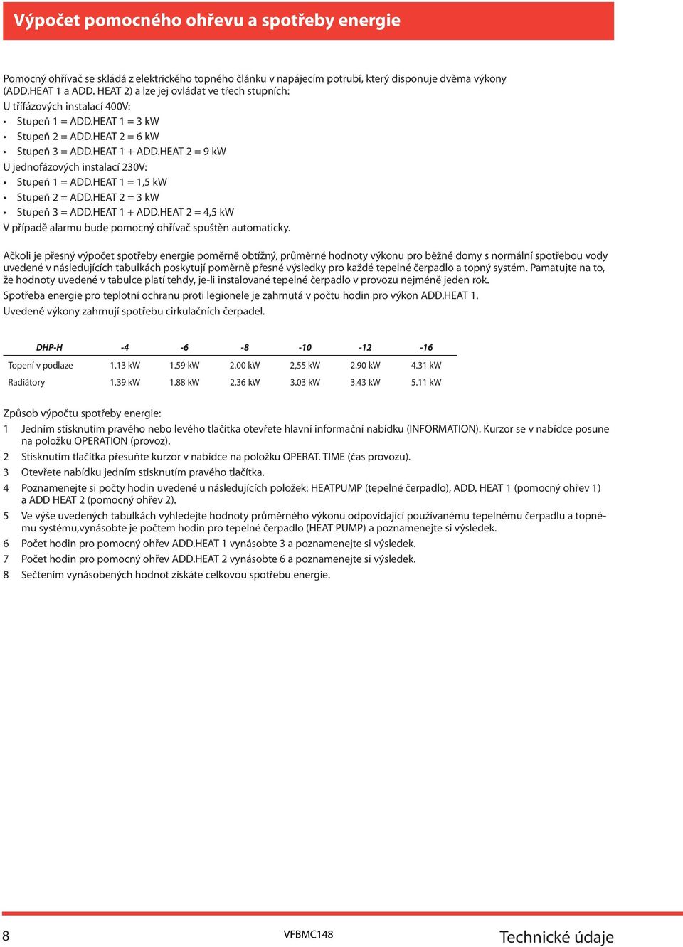 HT 1 = 1,5 kw Stupeň 2 =.HT 2 = 3 kw Stupeň 3 =.HT 1 +.HT 2 = 4,5 kw V případě alarmu bude pomocný ohřívač spuštěn automaticky.