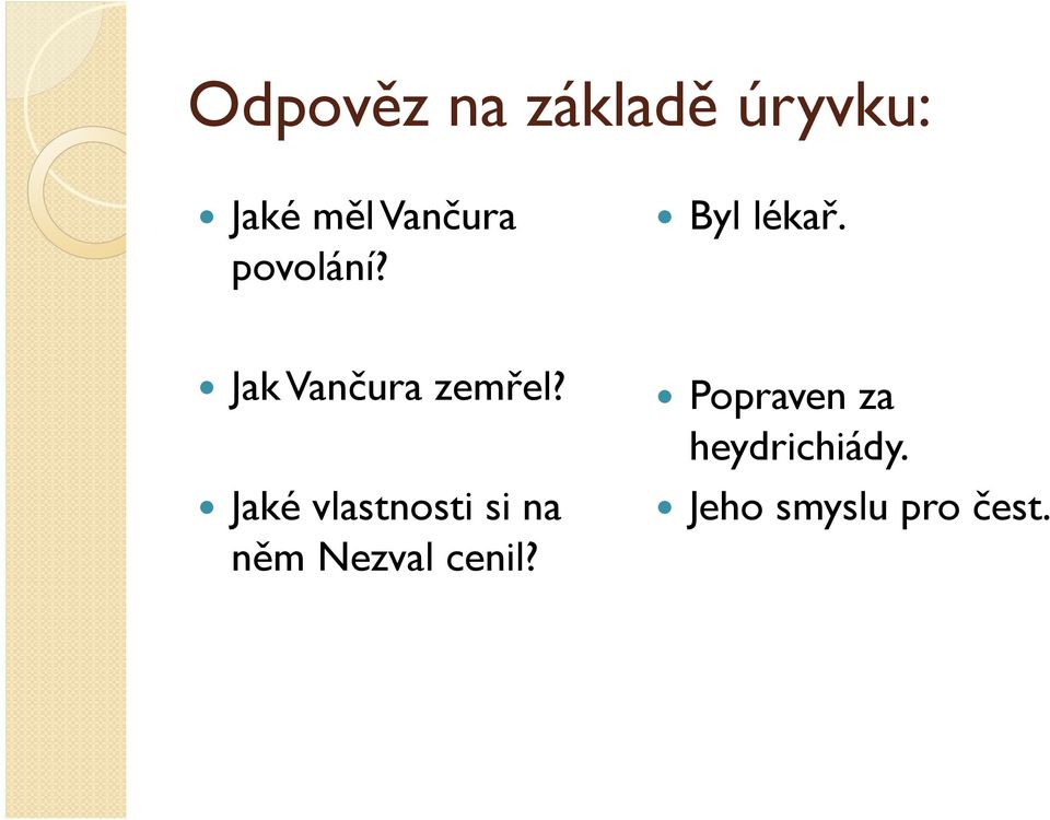 Jak Vančura zemřel?