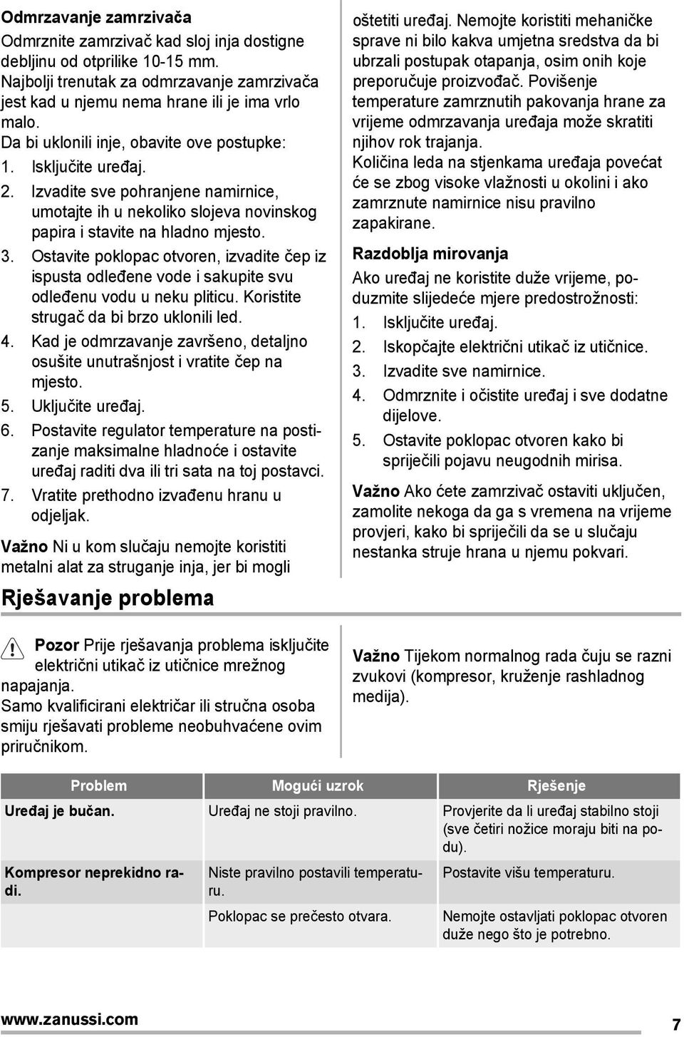 Ostavite poklopac otvoren, izvadite čep iz ispusta odleđene vode i sakupite svu odleđenu vodu u neku pliticu. Koristite strugač da bi brzo uklonili led. 4.