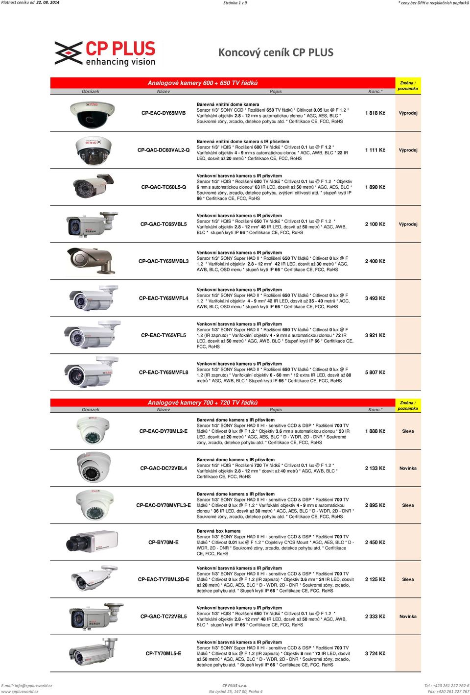 řádků * Citlivost 0.05 lux @ F 1.2 * Varifokální objektiv 2.8-12 mm s automatickou clonou * AGC, AES, BLC * Soukromé zóny, zrcadlo, detekce pohybu atd.