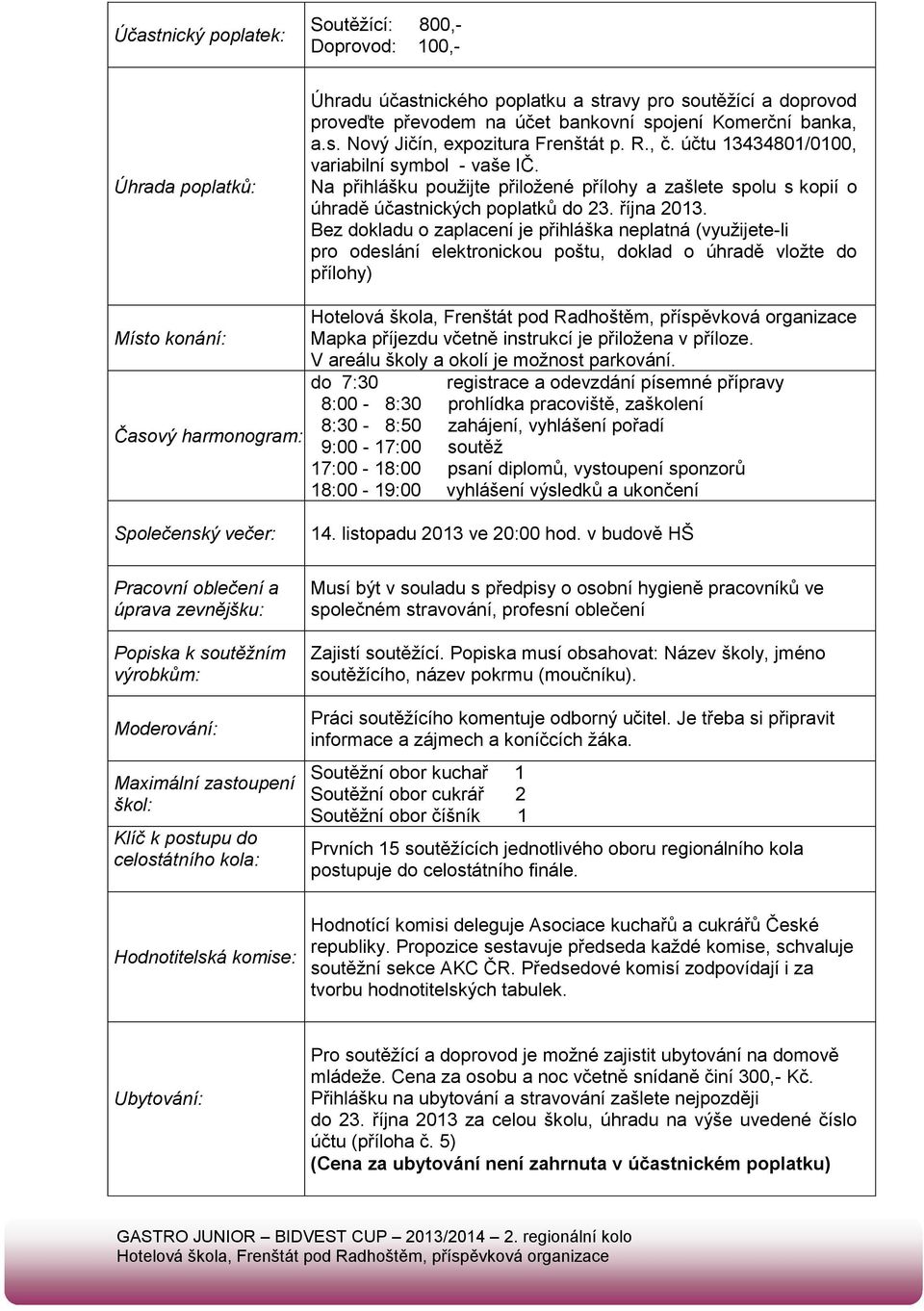 Bez dokladu o zaplacení je přihláška neplatná (využijete-li pro odeslání elektronickou poštu, doklad o úhradě vložte do přílohy) Místo konání: Časový harmonogram: Mapka příjezdu včetně instrukcí je