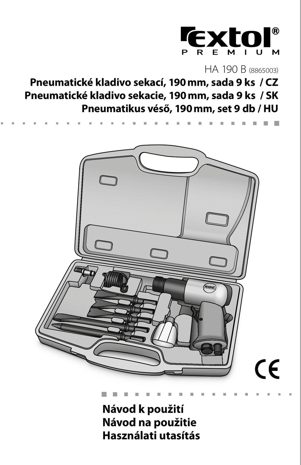 mm, sada 9 ks / Pneumatikus véső, 190 mm, set 9 db