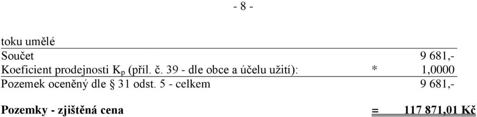 39 - dle obce a účelu užití): * 1,0000 Pozemek