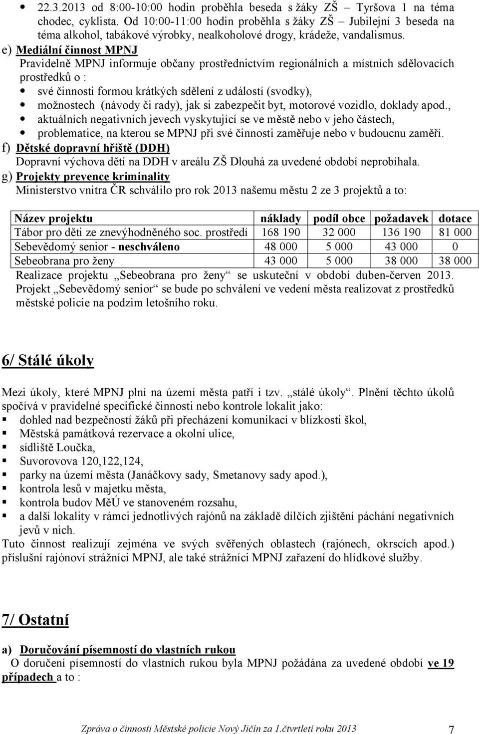 e) Mediální činnost MPNJ Pravidelně MPNJ informuje občany prostřednictvím regionálních a místních sdělovacích prostředků o : své činnosti formou krátkých sdělení z událostí (svodky), možnostech