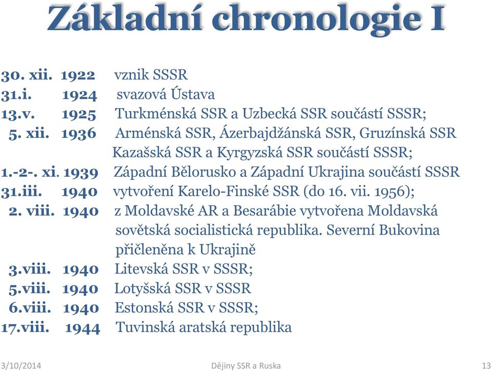 1940 z Moldavské AR a Besarábie vytvořena Moldavská sovětská socialistická republika. Severní Bukovina přičleněna k Ukrajině 3.viii. 1940 Litevská SSR v SSSR; 5.viii. 1940 Lotyšská SSR v SSSR 6.