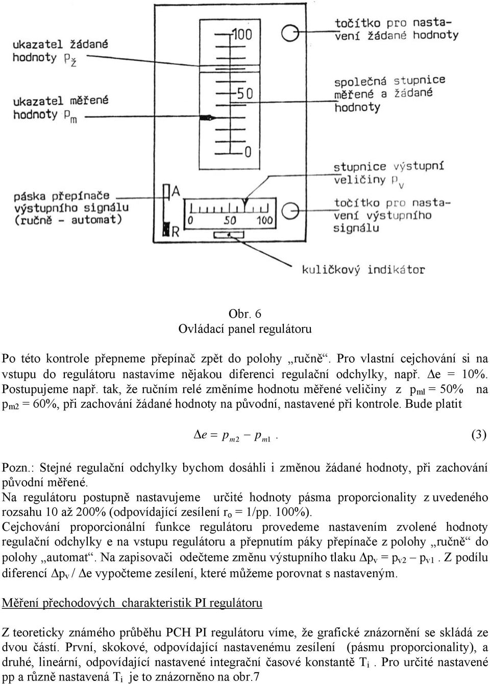 (3) 2 m1 Pozn.: Stejné regulační odchylky bychom dosáhli i změnou žádané hodnoty, při zachování původní měřené.