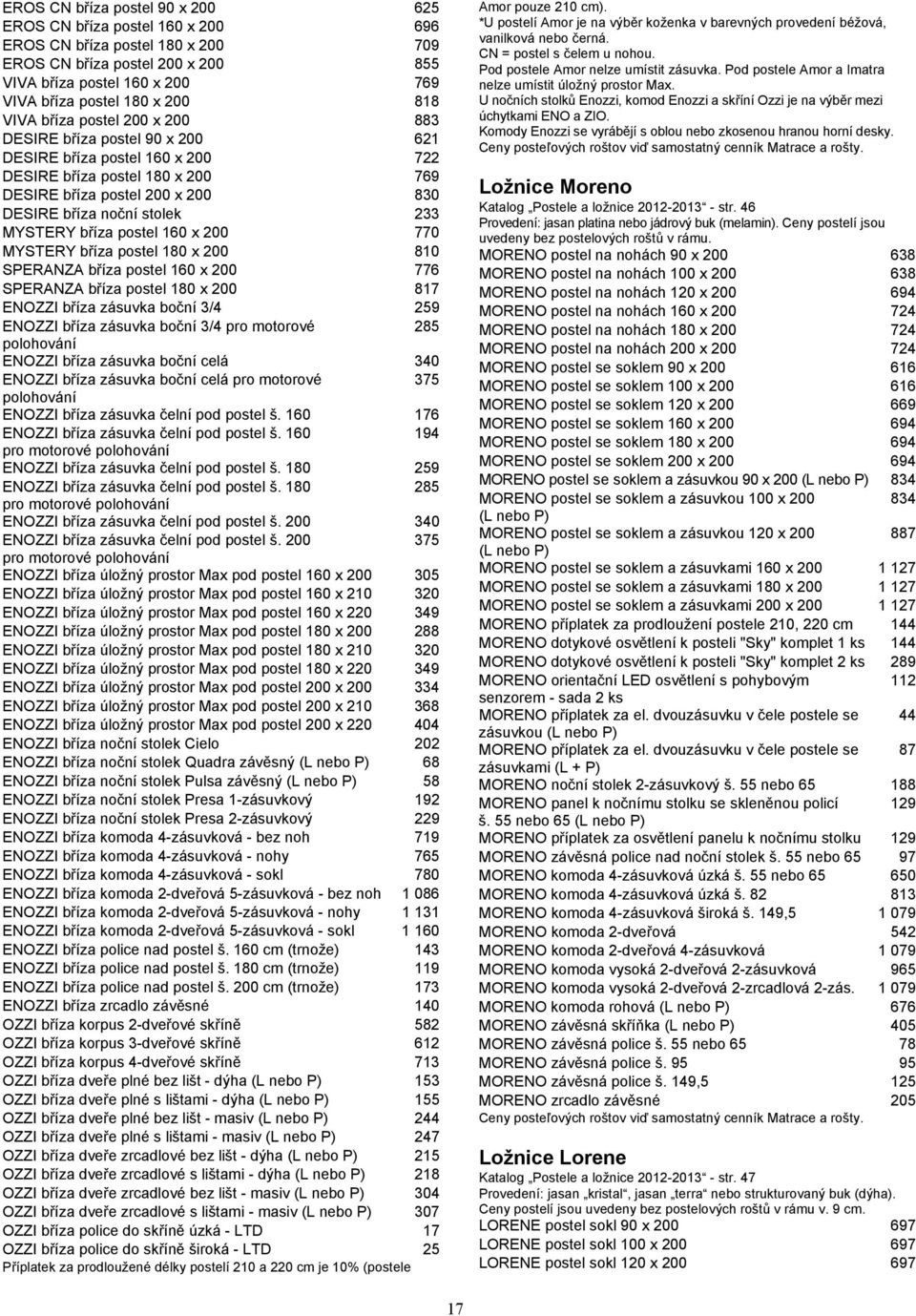 233 MYSTERY bříza postel 160 x 200 770 MYSTERY bříza postel 180 x 200 810 SPERANZA bříza postel 160 x 200 776 SPERANZA bříza postel 180 x 200 817 ENOZZI bříza zásuvka boční 3/4 259 ENOZZI bříza