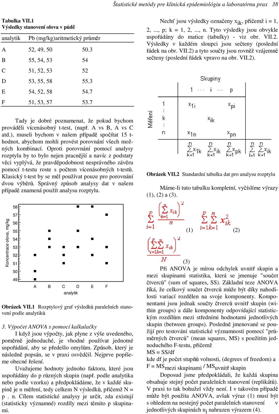 Tyto výsledky jsou obvykle uspořádány do matice (tabulky) - viz obr. VII.2. Výsledky v každém sloupci jsou sečteny (poslední řádek na obr. VII.2) a tyto součty jsou rovněž vzájemně sečteny (poslední řádek vpravo na obr.