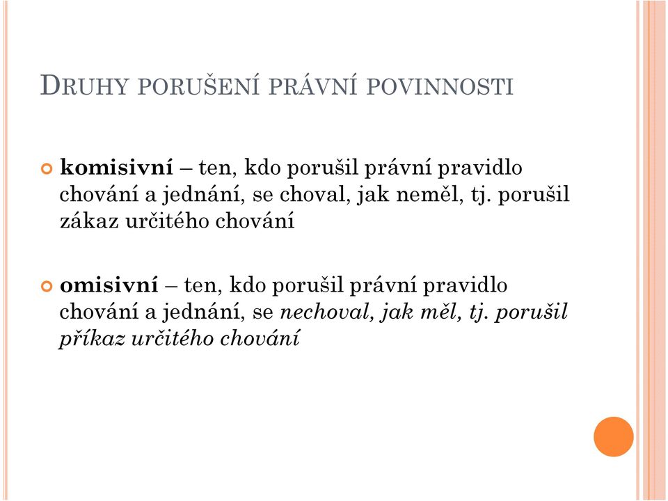 porušil zákaz určitého chování omisivní ten, kdo porušil právní