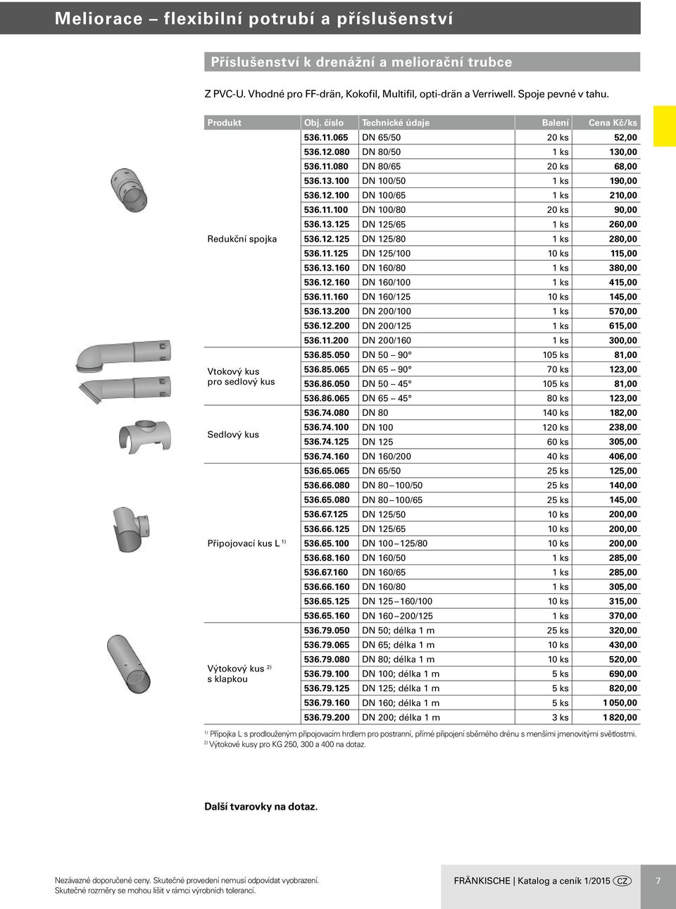 12.125 DN 125/80 1 ks 280,00 536.11.125 DN 125/100 10 ks 115,00 536.13.160 DN 160/80 1 ks 380,00 536.12.160 DN 160/100 1 ks 415,00 536.11.160 DN 160/125 10 ks 145,00 536.13.200 DN 200/100 1 ks 570,00 536.