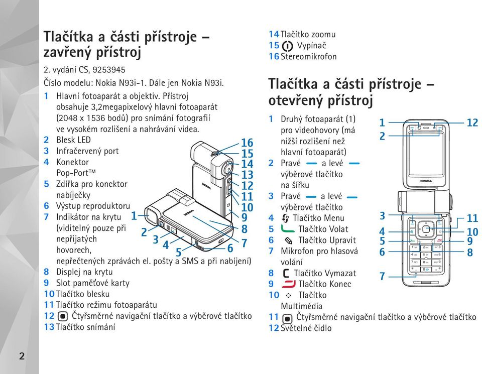 2 Blesk LED 3 Infraèervený port 4 Konektor Pop-Port 5 Zdíøka pro konektor nabíjeèky 6 Výstup reproduktoru 7 Indikátor na krytu (viditelný pouze pøi nepøijatých hovorech, nepøeètených zprávách el.