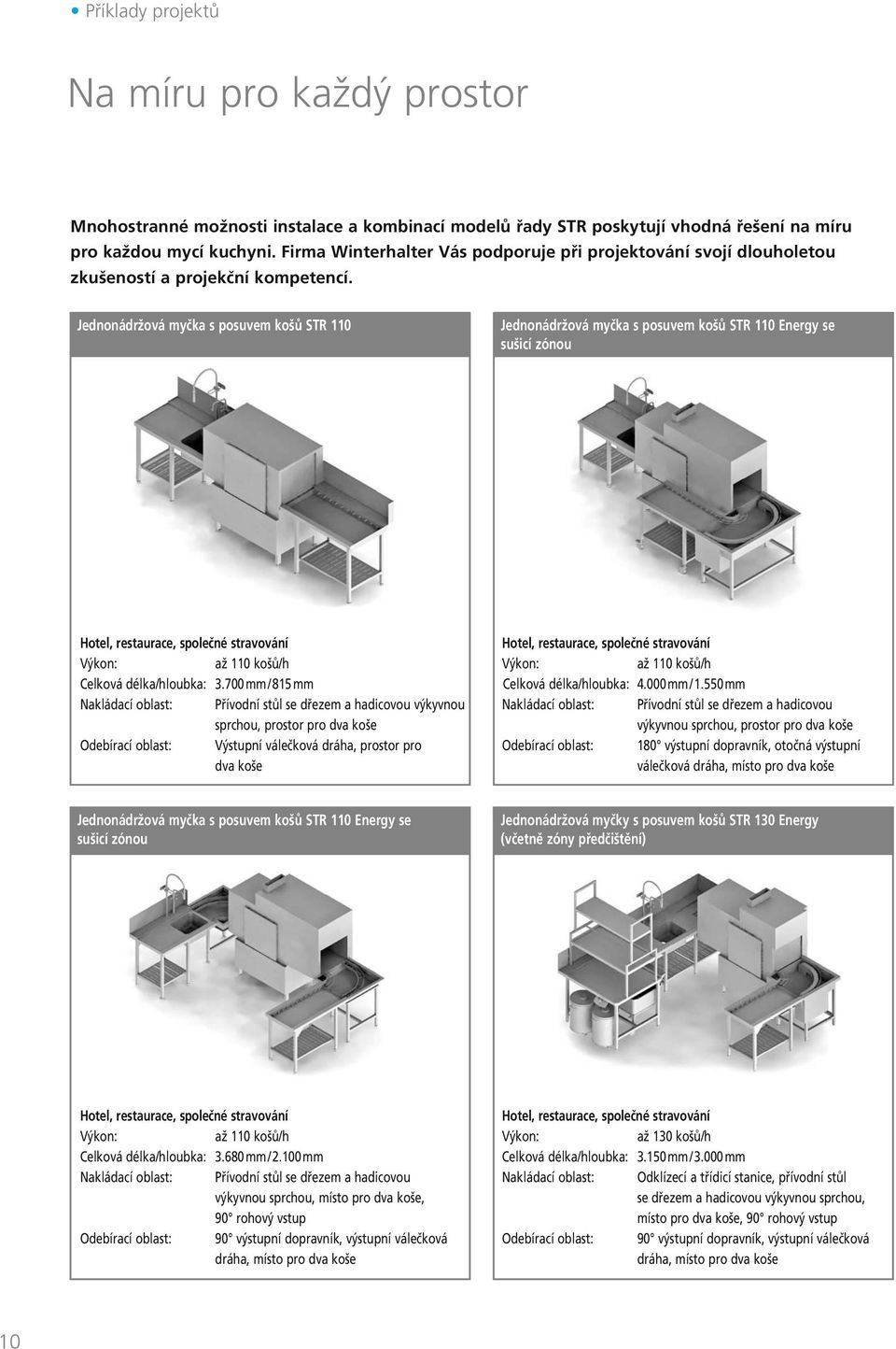 Jednonádržová myčka s posuvem košů STR 110 Jednonádržová myčka s posuvem košů STR 110 Energy se sušicí zónou Hotel, restaurace, společné stravování Výkon: až 110 košů/h Celková délka/hloubka: 3.