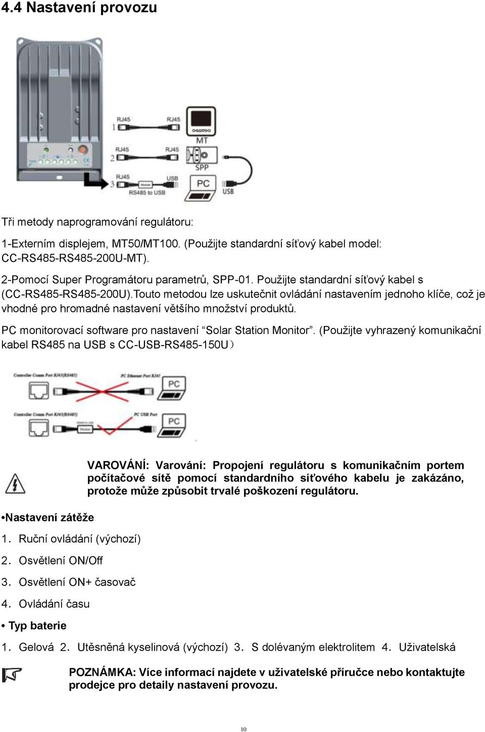 Touto metodou lze uskutečnit ovládání nastavením jednoho klíče, což je vhodné pro hromadné nastavení většího množství produktů. PC monitorovací software pro nastavení Solar Station Monitor.