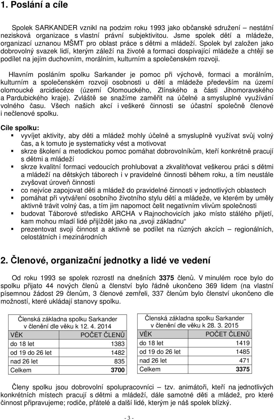 Spolek byl založen jako dobrovolný svazek lidí, kterým záleží na životě a formaci dospívající mládeže a chtějí se podílet na jejím duchovním, morálním, kulturním a společenském rozvoji.