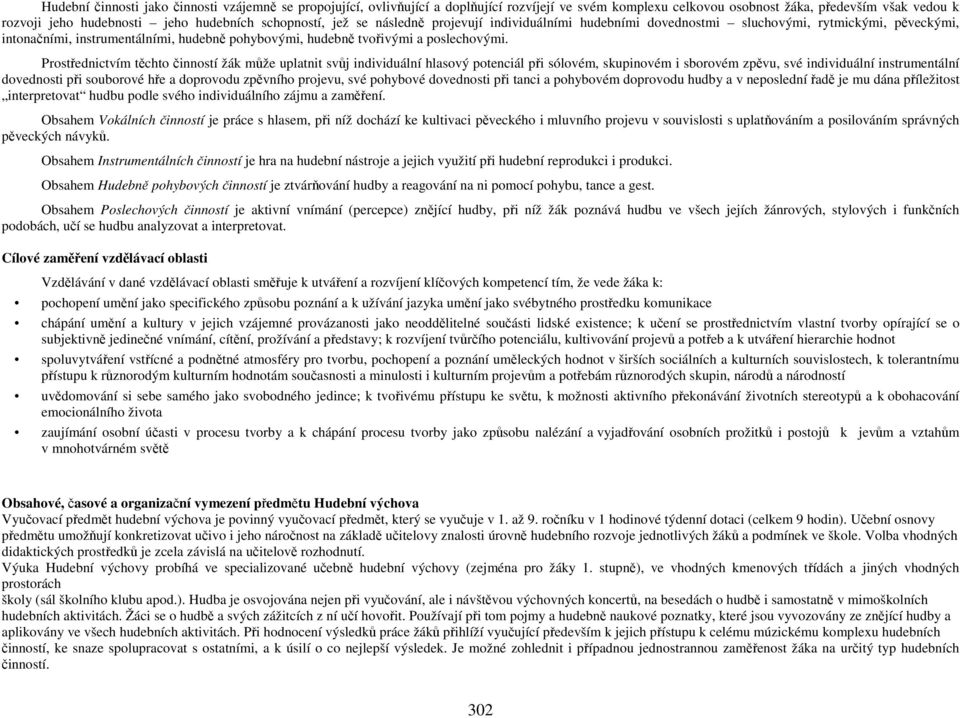 Prostřednictvím těchto činností žák může uplatnit svůj individuální hlasový potenciál při sólovém, skupinovém i sborovém zpěvu, své individuální instrumentální dovednosti při souborové hře a