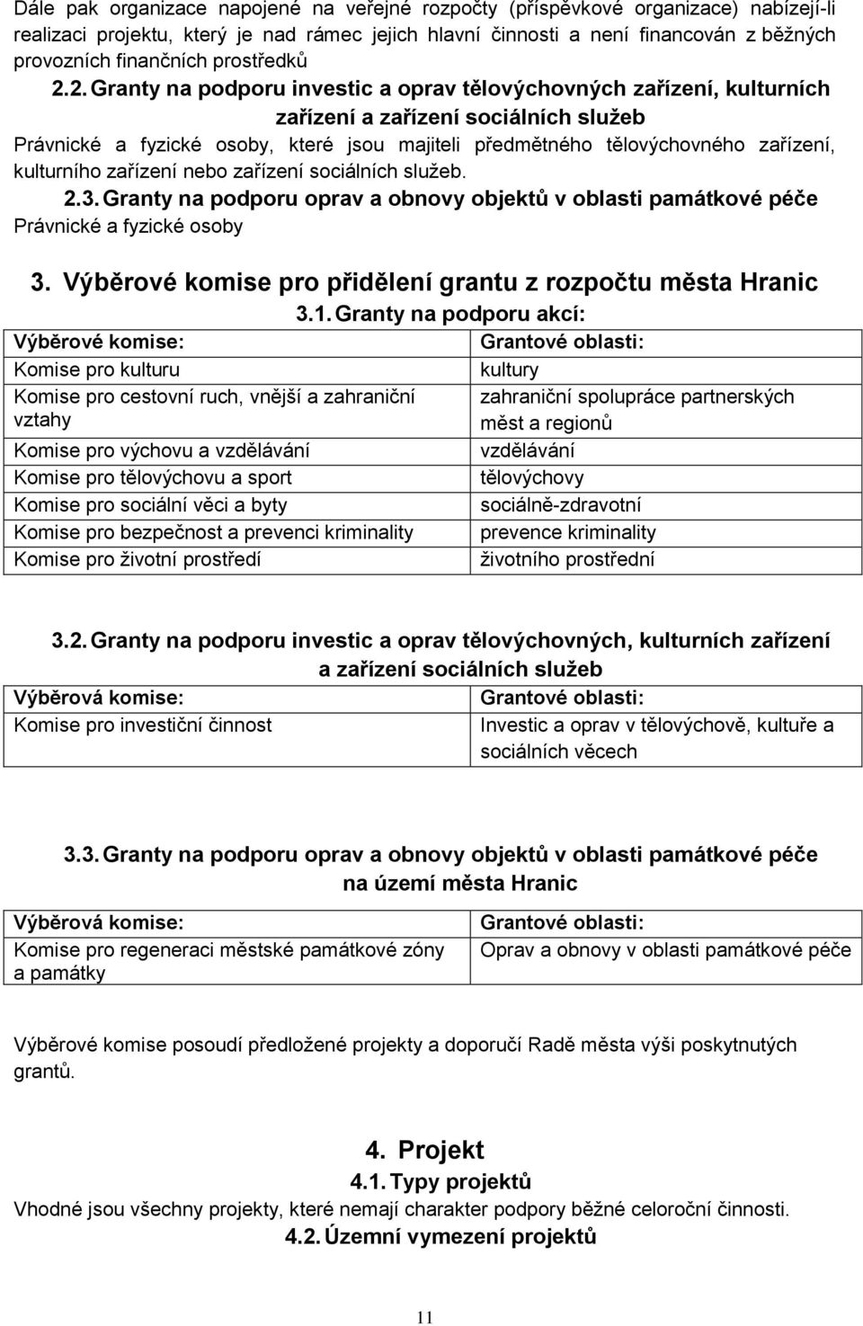 2. Granty na podporu investic a oprav tělovýchovných zařízení, kulturních zařízení a zařízení sociálních sluţeb Právnické a fyzické osoby, které jsou majiteli předmětného tělovýchovného zařízení,